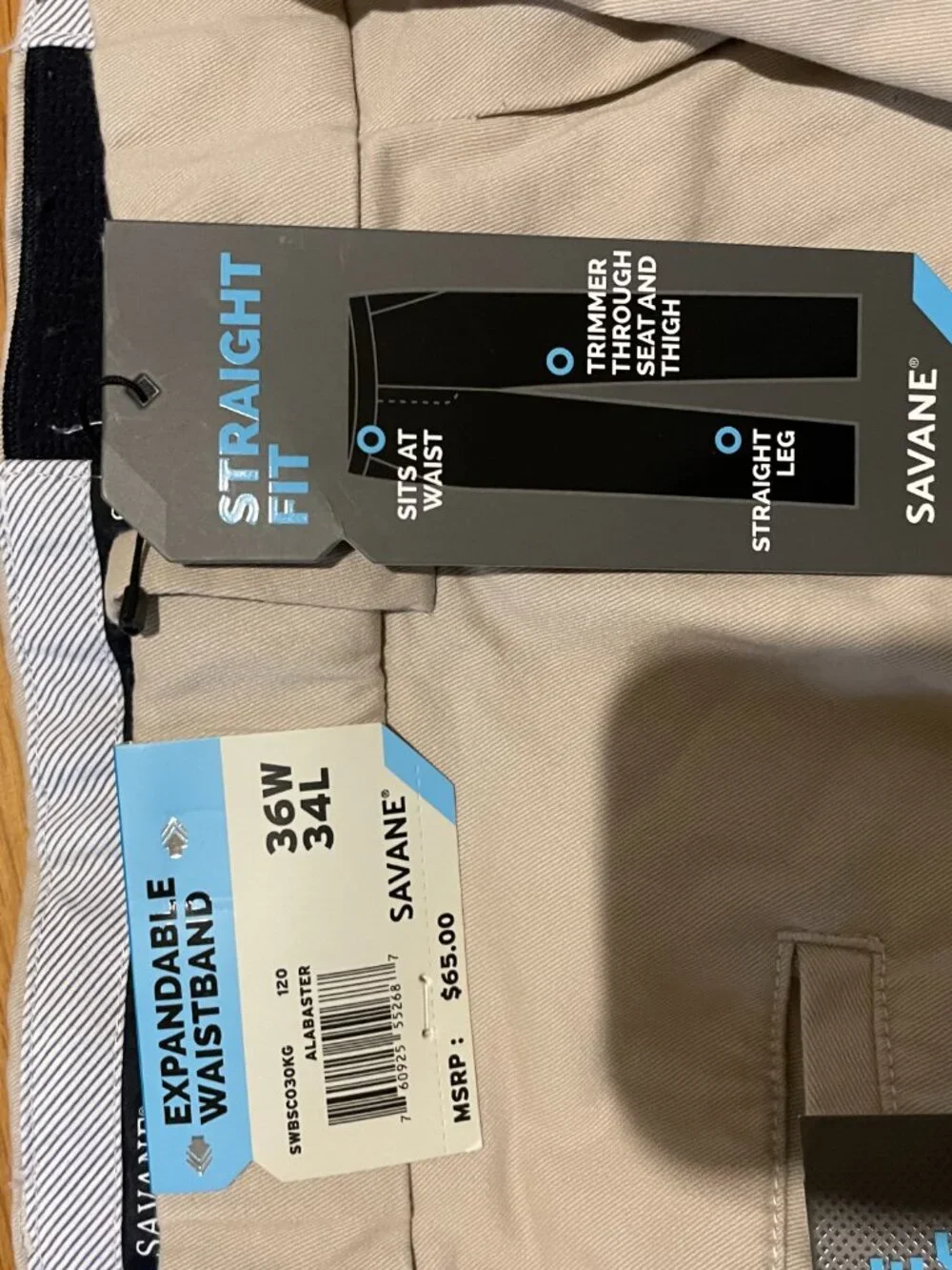Savane Pleated Ultimate Performance Chino Pants Size 36x34 NWT - Picture 8 of 9